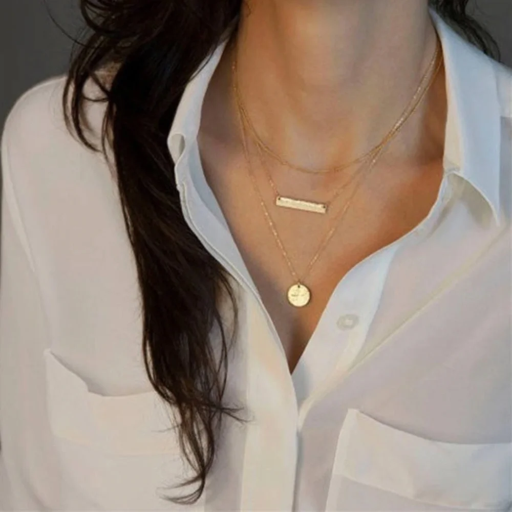 Bohemian 3-Tier Layered Indie Gold Necklace - Picture 2 of 3